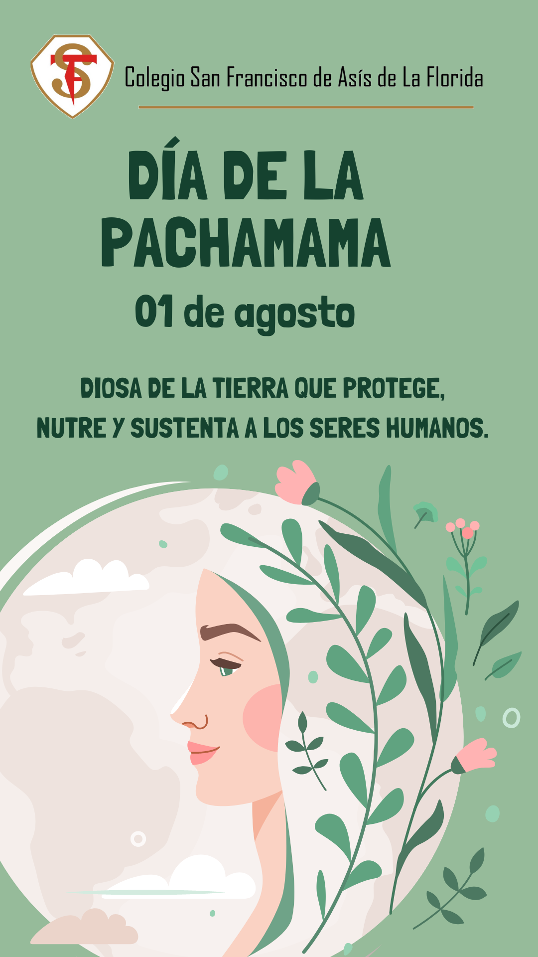 Historia Día de la Pachamama diosa de la tierra ilustrada verde